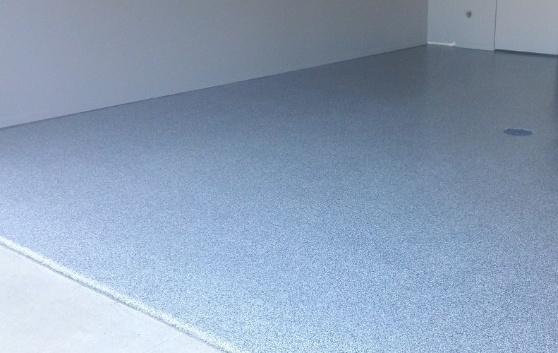 After: flake coated garage floor